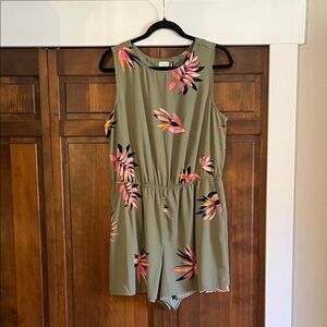 a new day Olive Green Floral Sleeveless Romper